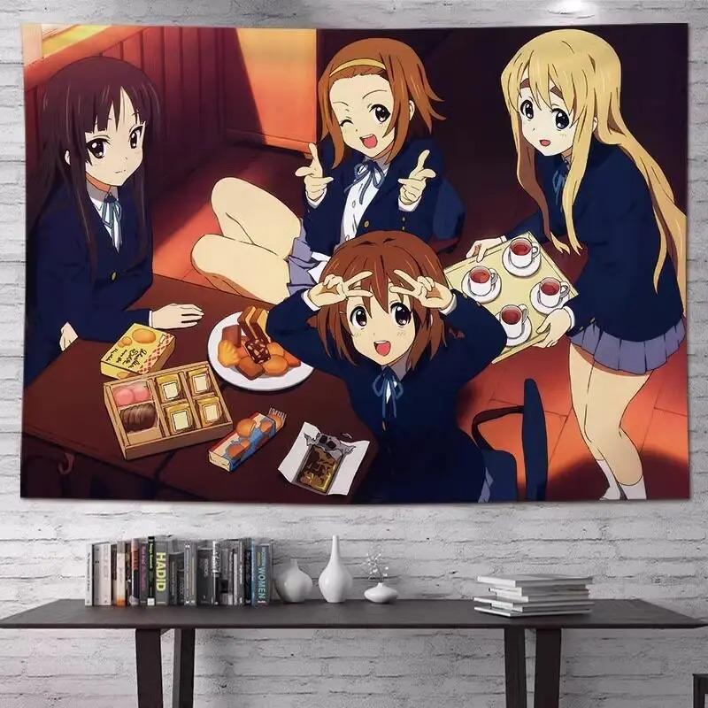 K Anime Auf Anime Mädchen Wandteppich Niedlicher Japanischer Schulmädchen Druck Wandbehang für Teenager Schlafzimmer Wohnheim Zimmer Dekor Mehrere Größen