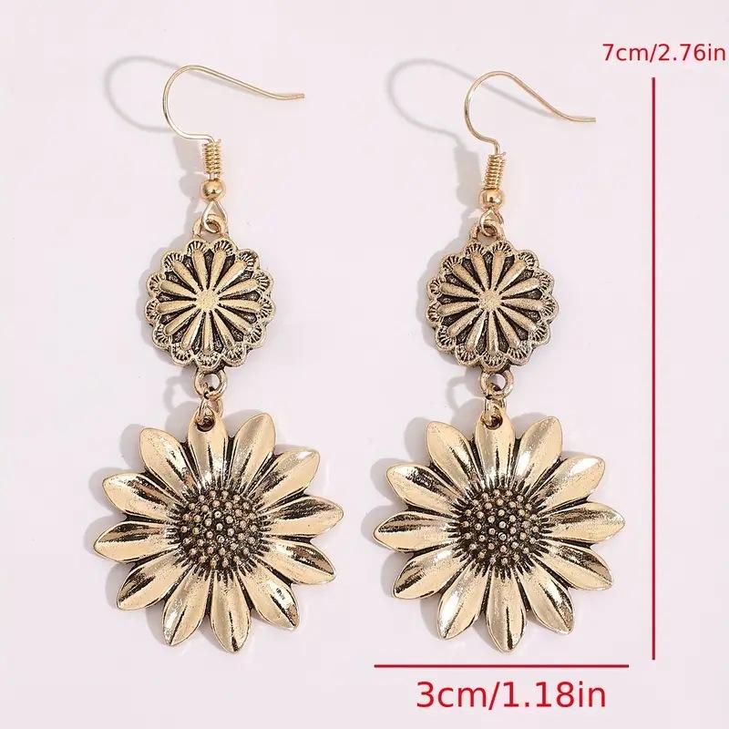 Vintage Sonnenblumen Design Hängeohrringe Geschenk