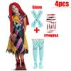 Kids Girls Boys Cosplay Christmas Eve Scary Ghost Bride Sally Skeleton Jack Dress Striped Halloween Character Dress Up Costume