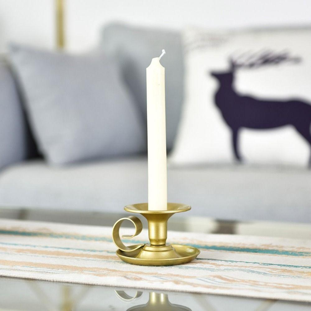 Romantic Iron Candlestick Stand Small Wedding Candle Tray Retro Teacup Candle Holder  Dinning Decor