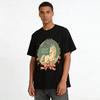 Becoming One With Chaos Foundation Einhorn-Print Vintage-Stil Lässiges Oberteil Reines Baumwoll-T-Shirt