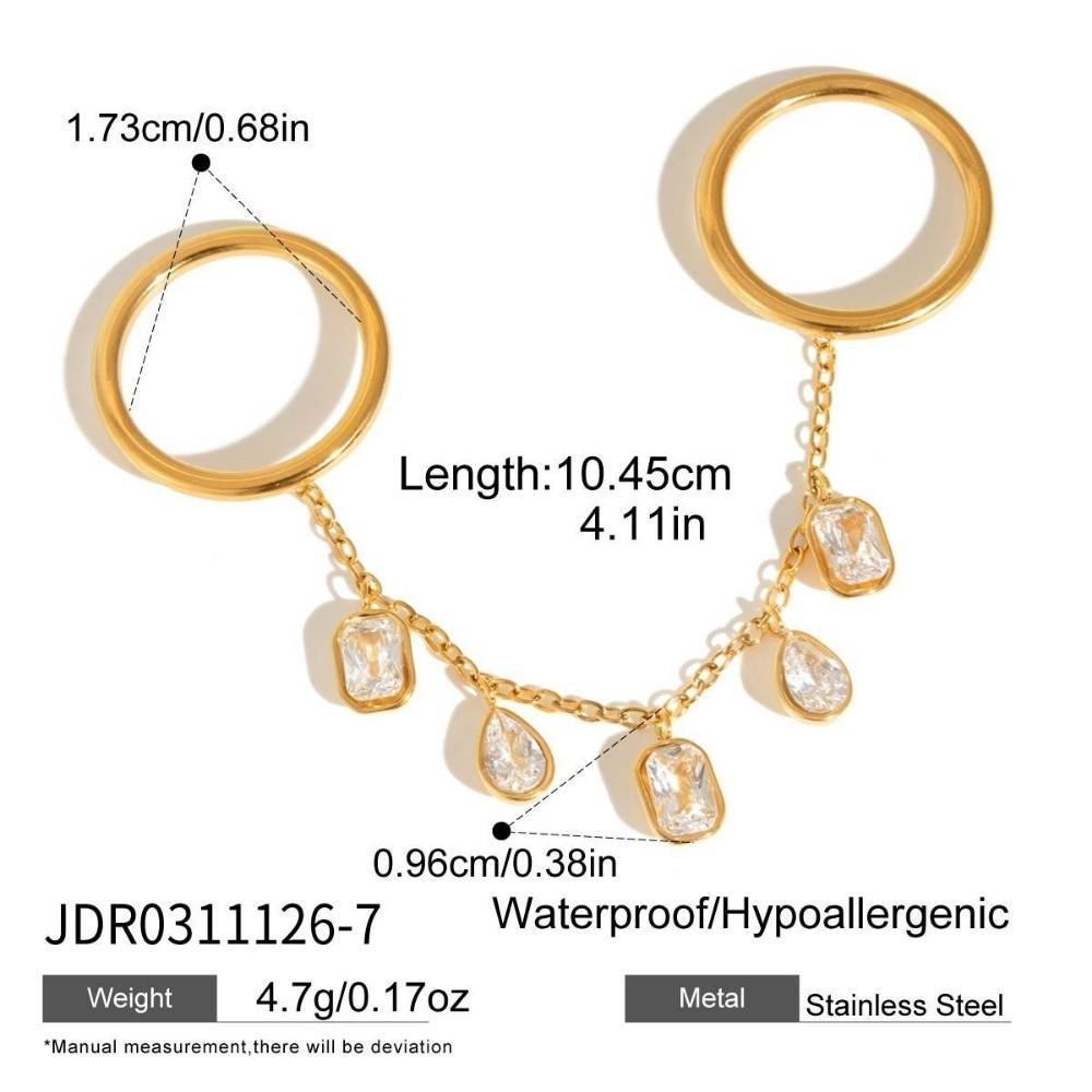 Gold Color Cubic Zirconia Rings Drop-shaped Gothic Style Rings Tassel Pendant Rings  Jewelry