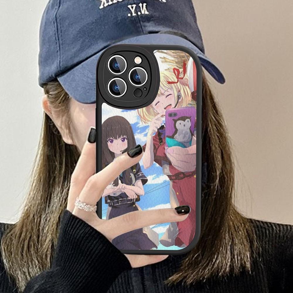 Anime Lycoris R-Recoil Phone Case Hard Leather For iPhone 14 13 12 Mini 11 14 Pro Max Xs X Xr 7 8 Plus Fundas