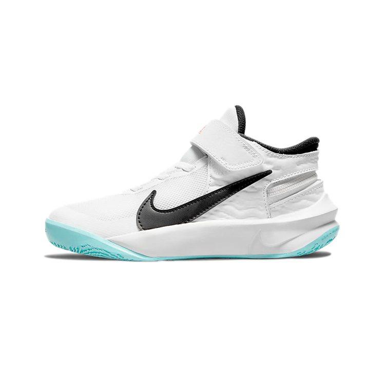 Nike Team Hustle D 10 Flyease Low top Basketball Shoes White Blue Children Aged 3 7 Years Old DD7302-102