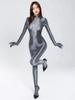 M Xl Shiny Nylon Catsuit Bodystocking Zipper Crotch Bodysuit Tights Ealstic Fitness Leotard Conjoined Jumpsuit Overalls Unitard