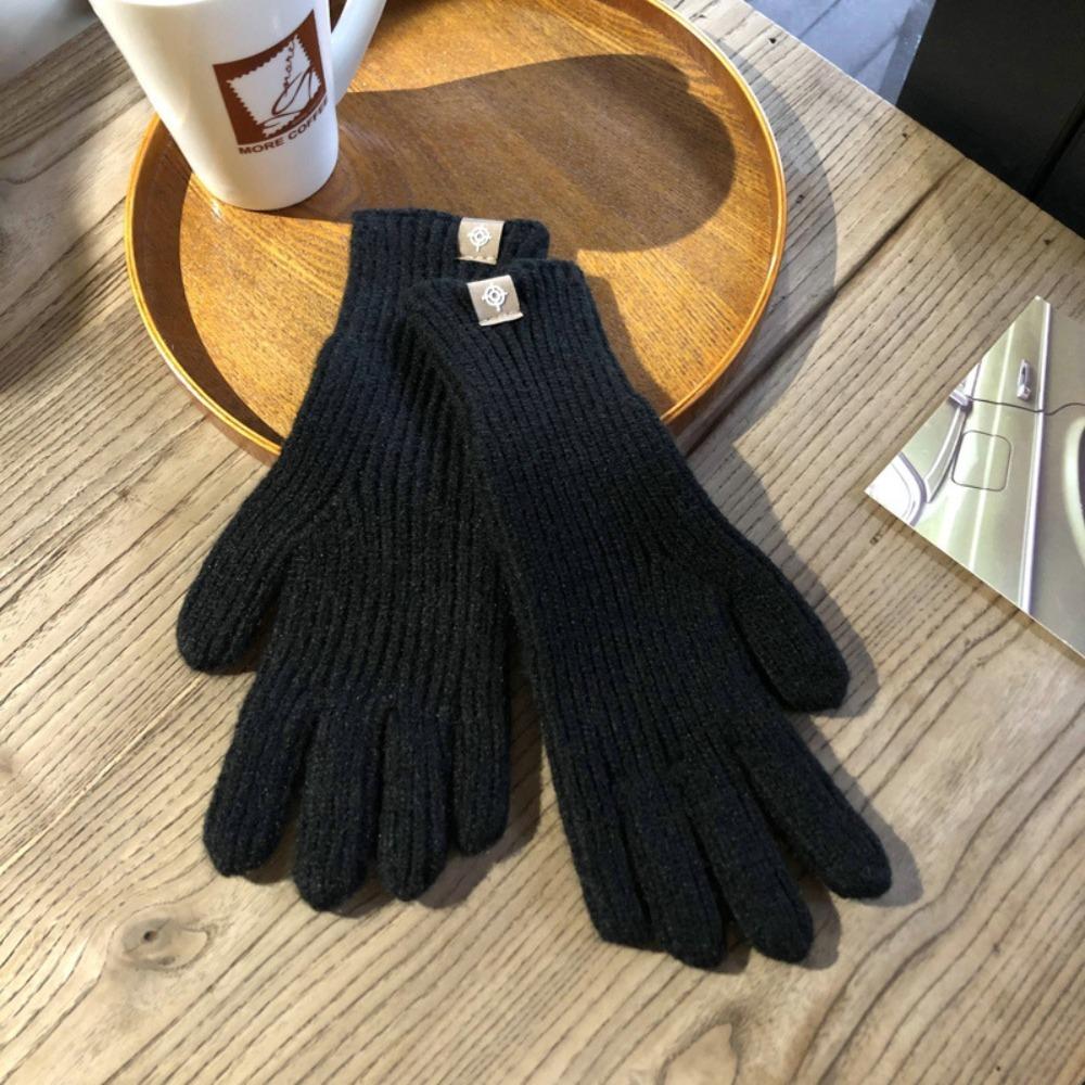 Casual Long Knitted Gloves Touchscreen Solid Color Winter Gloves Warm Mittens Outdoor Riding