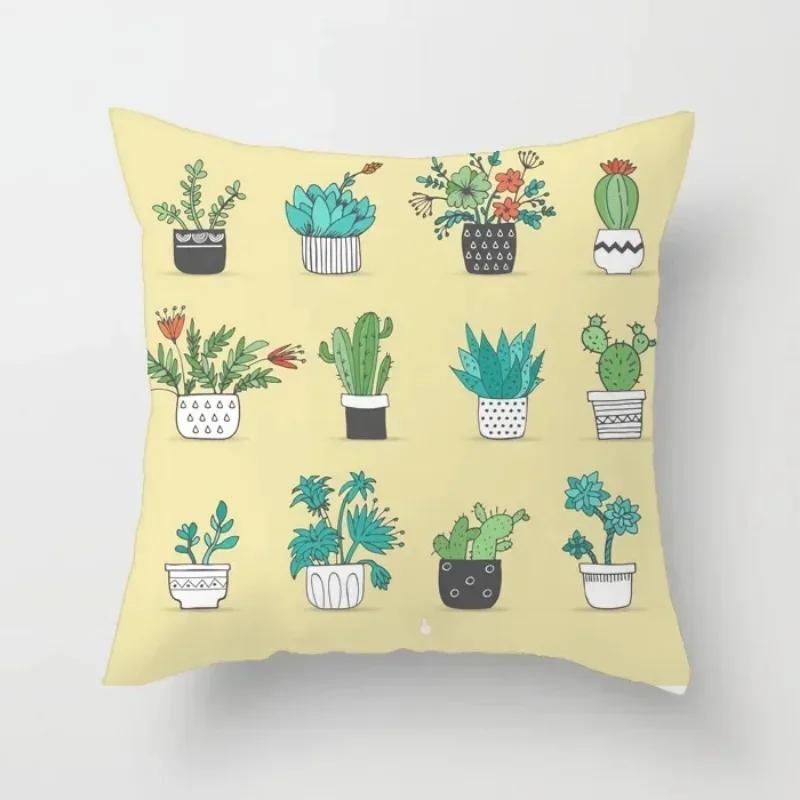 40/45/50cm Cactus Print Throw Pillow Cover Succulent Desert Plant Cushion Cover for Home Sofa Chair Pillow Cover