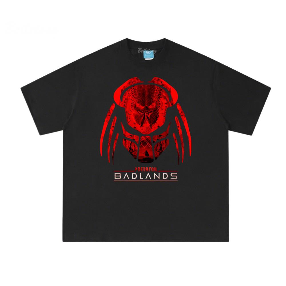 

Predator Badlands 2025 New Summer T-shirt 100% Cotton Sci-fi Horror Film Tshirts Printing Streetwear O-neck T Shirt XS чёрный