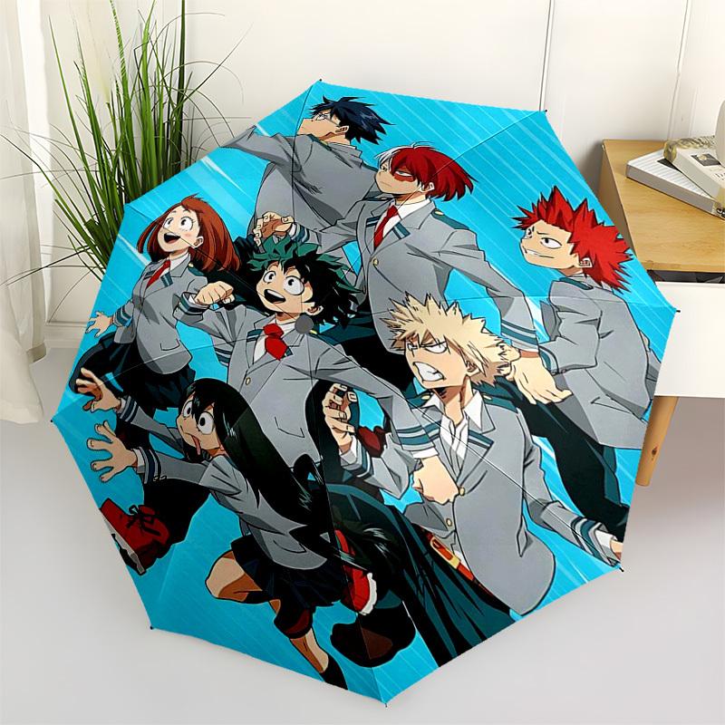 1pc Boku no Hero Academia Inspired Automatic Folding Umbrella, Portable 3-Fold Design with Iron Frame, Perfect for Fans, Travelers, Everyday Use, and
