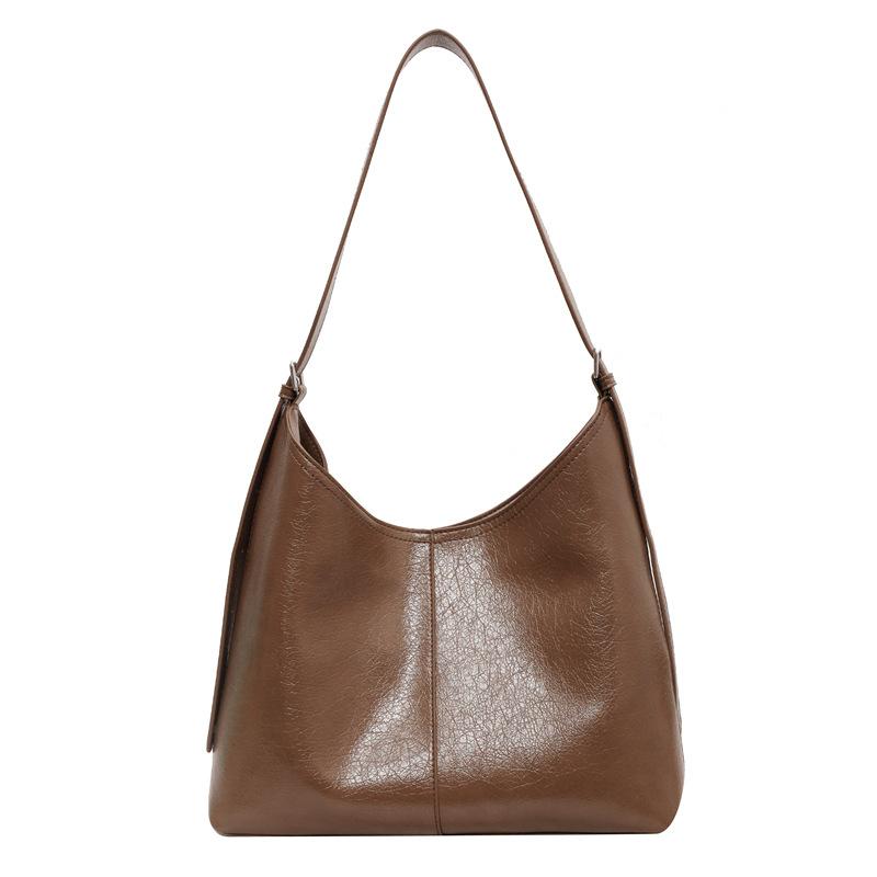 

Модная сумка 2025 новая сумка-тоут из мягкой кожи большой вместимости на плечо большая сумка корейская версия однотонная минималистичный стиль ПУ сумка хаки