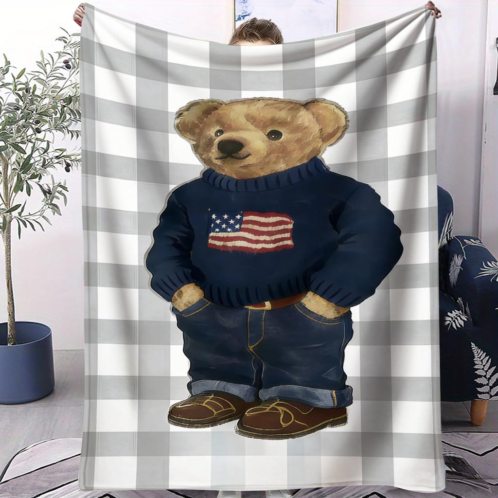 Various Styles Teddy Bear Small Cover Blanket Bed Sheet Soft Comfortable Warm All Season For Bedroom Sofa Dorm Car Camping Nap