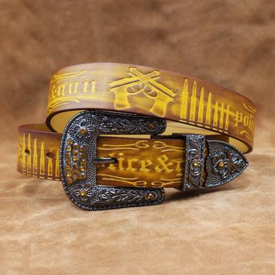 Handmade Retro Belt Men'S Genuine Leather Pin Buckle Young People Trend Belt Cowhide Casual Pure Cowhide Belt