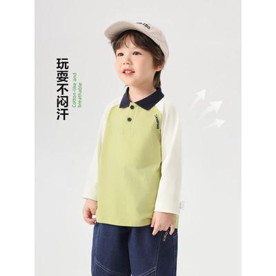 Right European Style Children's Base Shirt for Boys, Spring Casual Polo Shirt, 2026 New Children's Clothing, Baby Spring Long-Sleeve T-Shirt