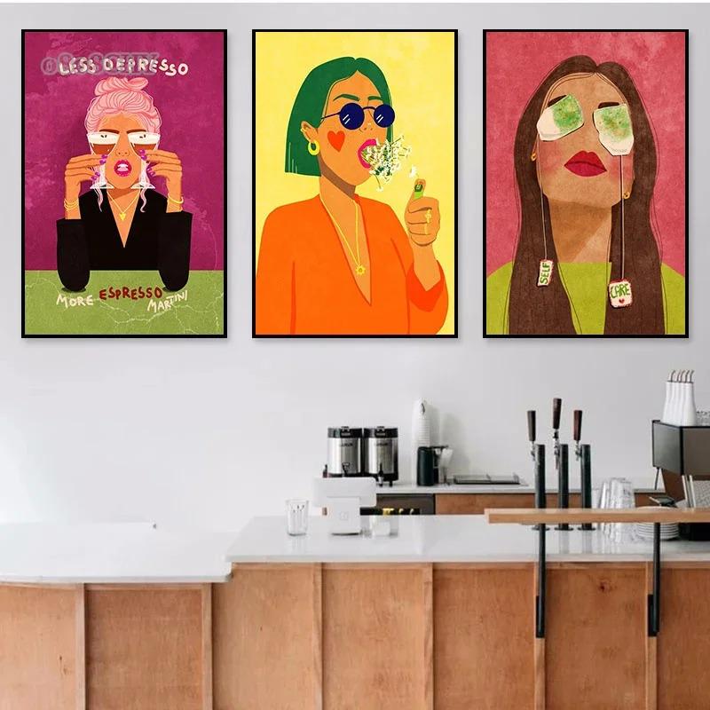 Colorful Funny Home Bathroom Girl Room Wall Decor Paintings Fruit Banana Peach Red Wine Sexy Woman Canvas Posters Wall Print Art