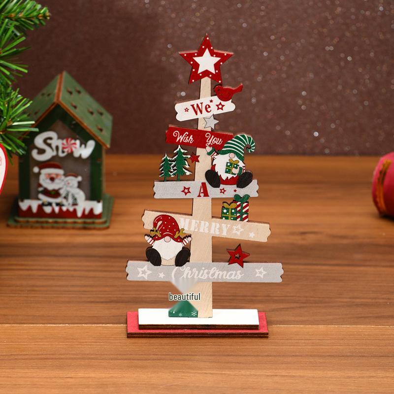 Hand-Painted Wooden Christmas Ornaments - Cartoon Faceless Old Man Decorations