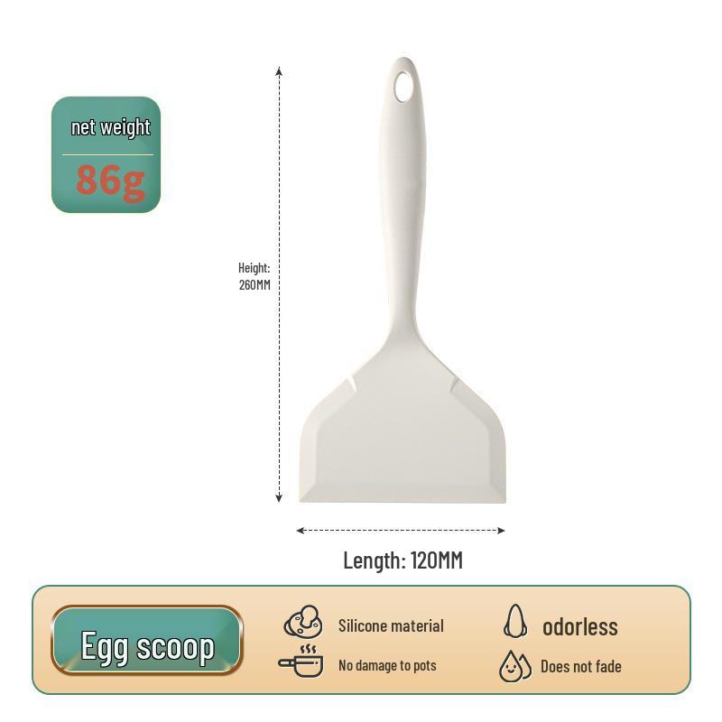 

Non-Stick White Silicone Spatula for Pancakes, Tamagoyaki, and Fried Eggs – Heat Resistant Kitchenware.