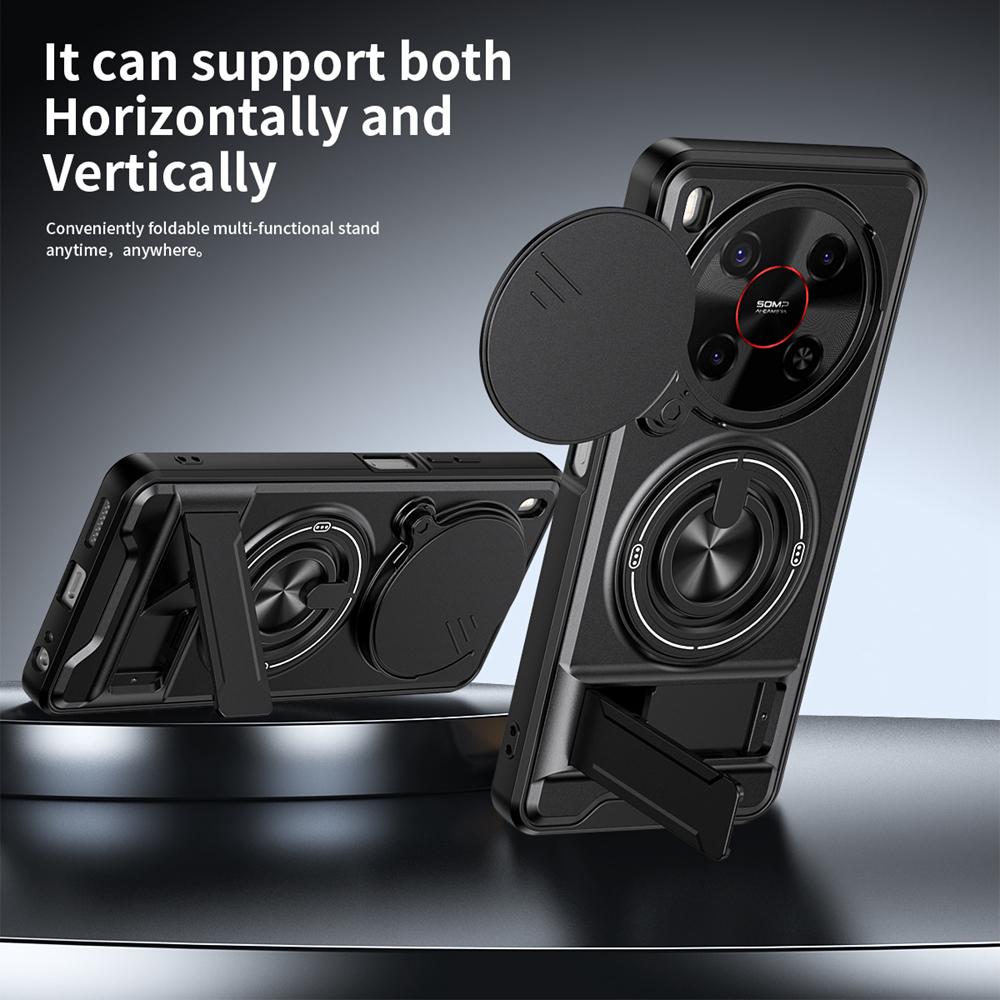 KEYSION Magnetic Phone Case for ZTE nubia V70 Max Blade V70 Max Slide Camera Protection Upright Stand 360° Ring Shockproof Cover
