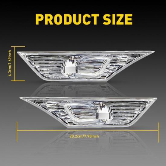 Clear LED Side Marker Signal Lights Lamp For 16 17 19 18 20 21 Honda Civic Sedan