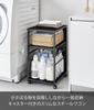 Yamazaki Slim Storage Wagon with Tower Kitchen Storage 8471 (Yamazaki Industries) Top, Black, W33.8×D42.4×H60.2cm (including Casters), Series, 2-tier,