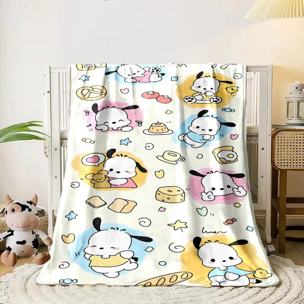 Cute cartoon puppies with food, toys, and colorful backgrounds. for all seasons blanket lunch break throw gift 80cm x 120cm