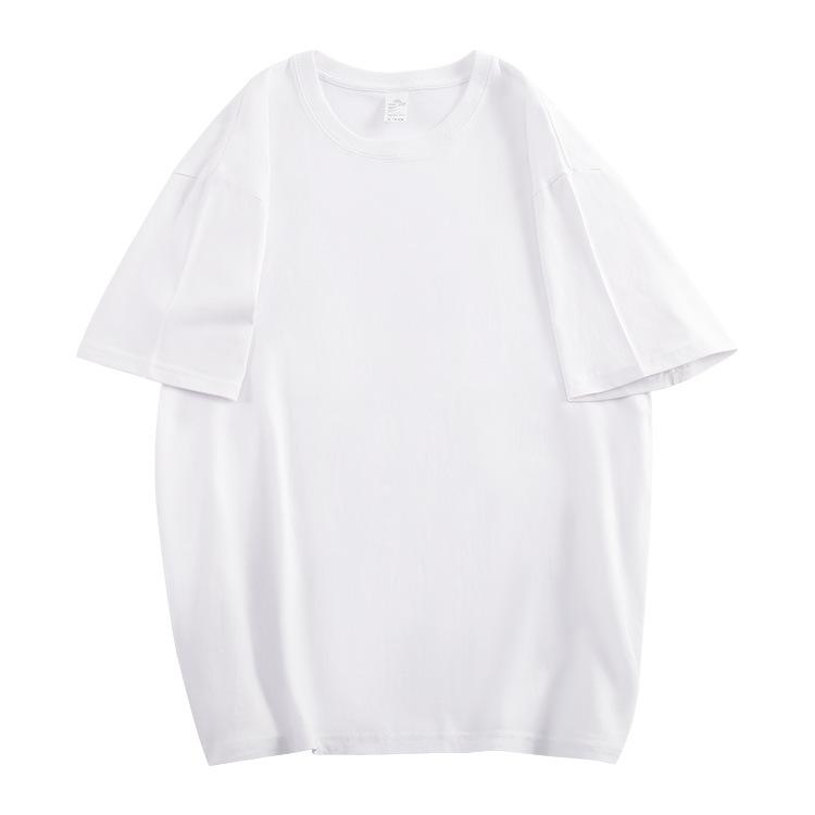 Women's Loose-Fit Summer Cotton T-Shirt, Letter Print, Custom Logo, Perfect for Class Uniforms.