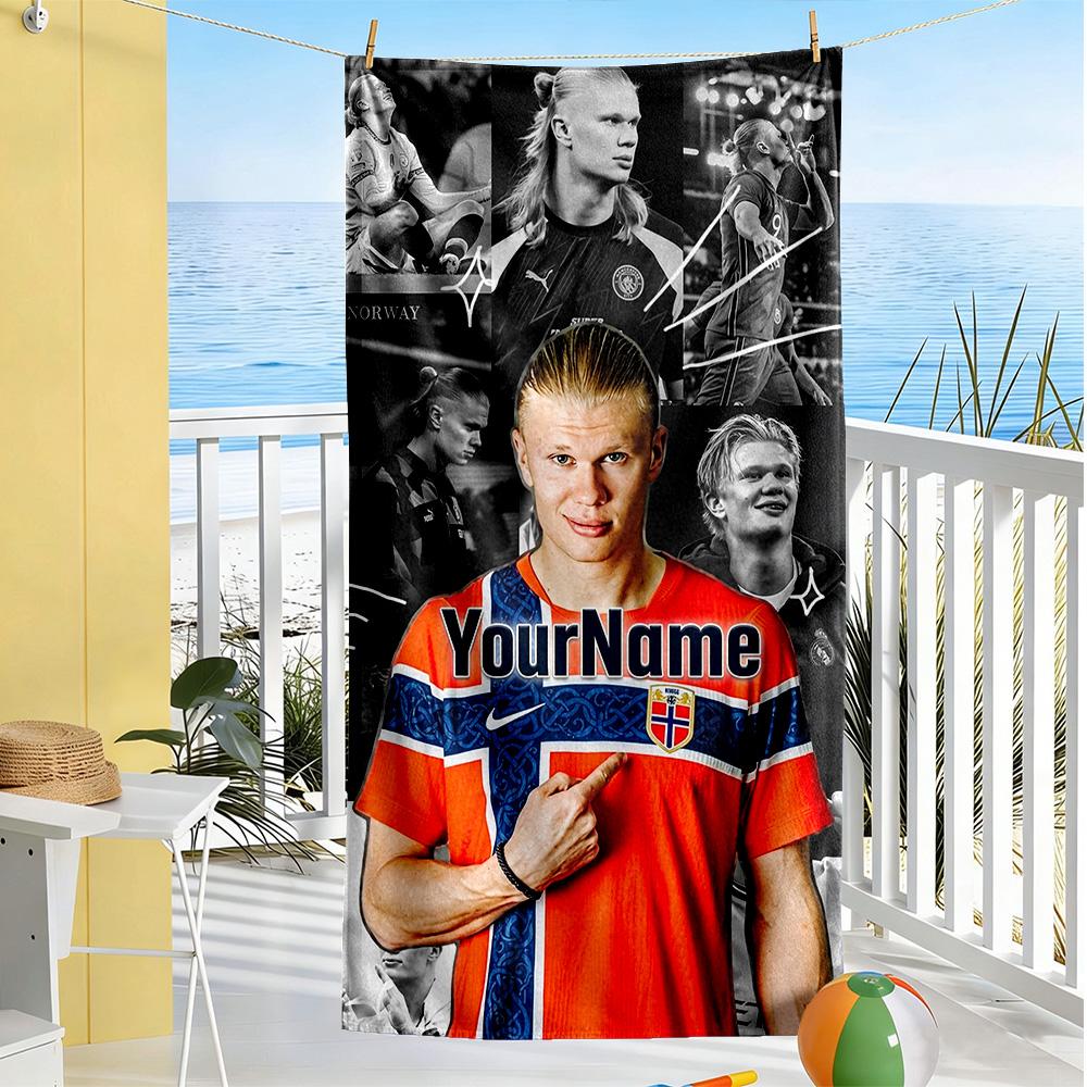 Haaland Customize Text Beach Towel Super Soft & Absorbent Portable for SwimmingBeachCamping Travel Beach AccessoriesGym