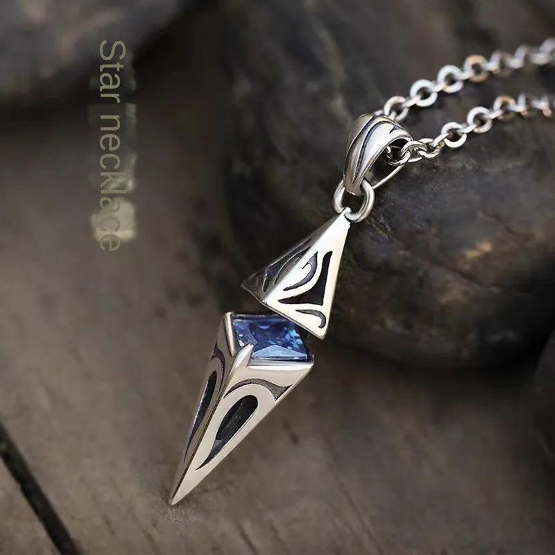 Trendy Men's Starburst 3D Hip-Hop Rhombus Necklace - Niche, Cool, and Handsome Design.