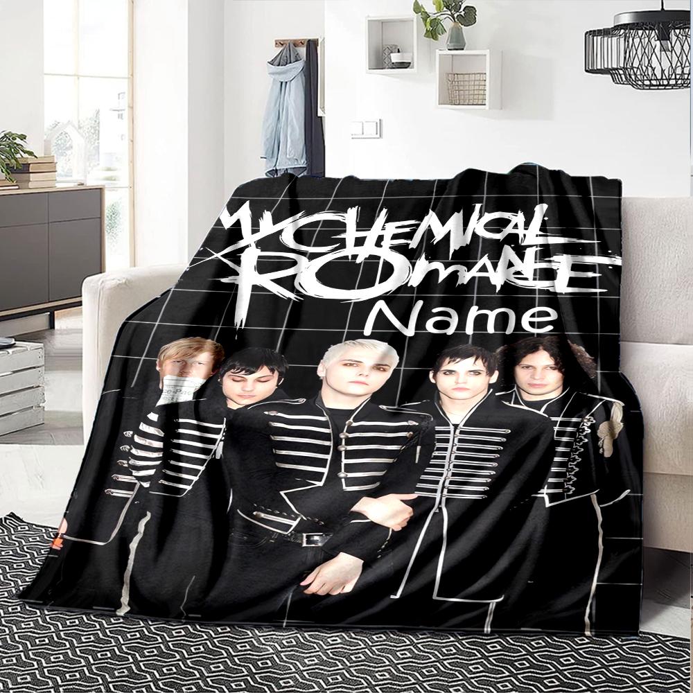 Custom Name My Chemical Romance Theme Printed Blanket - Perfect for Couch, Bed, Travel & Outdoor Use | Machine Washable, Cozy & Durable.