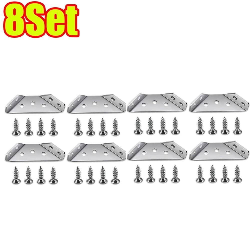 8/20/30Set Furniture Corner Connector Stainless Steel Angle Code for Cabinet Angle Shelf Support Fixed Brace Kits with Screw