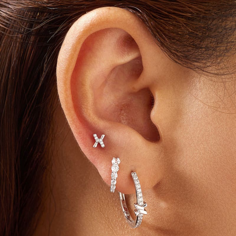 ANIA HAIE Silver Cross Cubic Zirconia Stud 925 Silver Earrings E061-01H