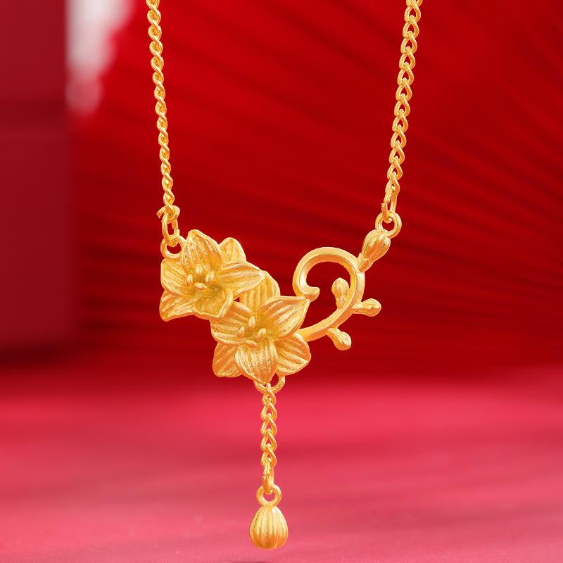 Flower Accessories Retro Women s Clavicle Chain Jewelry Necklace Pendant 60CM(Necklace Long)