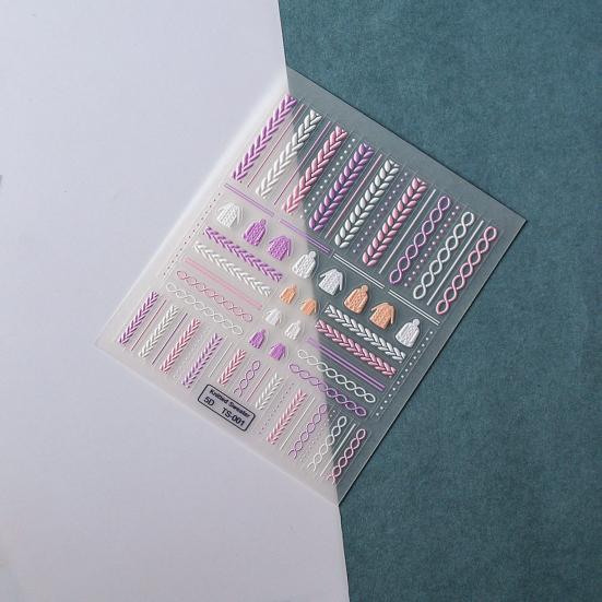 Embossed Nails Art Stickers Creative 5D Engraved Woolen Yarn Pattern Manicure Decals Exquisite DIY Nail Design