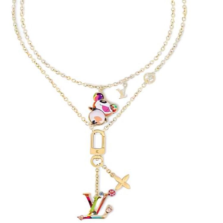 Louis Vuitton Lv X Takashi Murakami Superflat Collaboration Monogram Floral Pendant Necklace Women Necklace Gold M02499