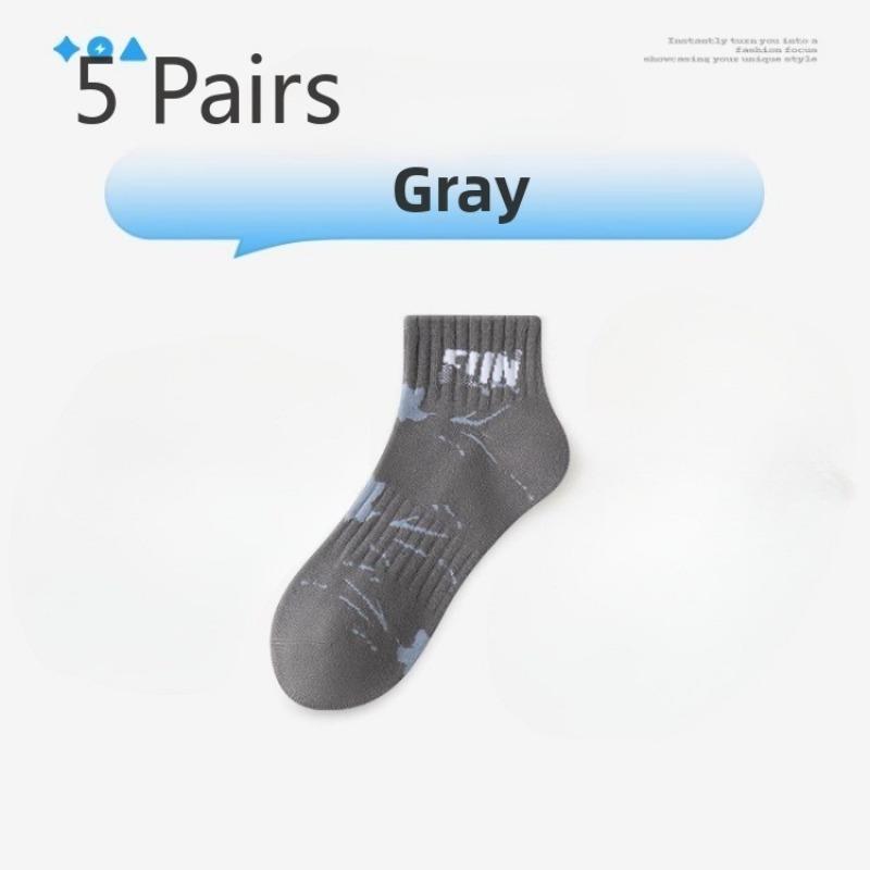 

5 пар мужских летних тонких дышащих дезодорирующих впитывающих пот студенческих спортивных носков 5 Pairs серый