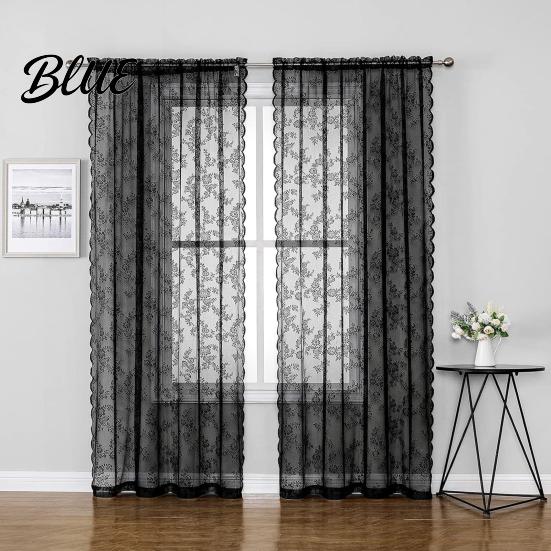 Embroidered Lace Curtain Bedroom Luxury Install Vintage Easy to Sheer Universal Floral Gothic Light Filtering
