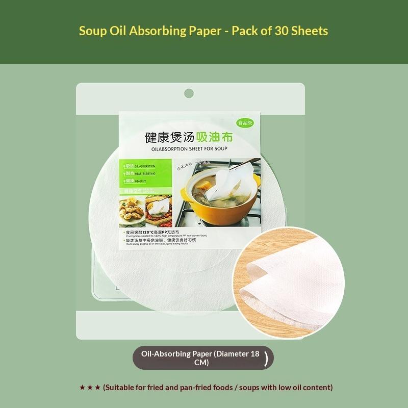 Healthy Diet Oil Absorbing Sheets Disposable Food Safe Oil Filter Papers 30/50/100Pcs for Kitchen Soup Stew Cooking