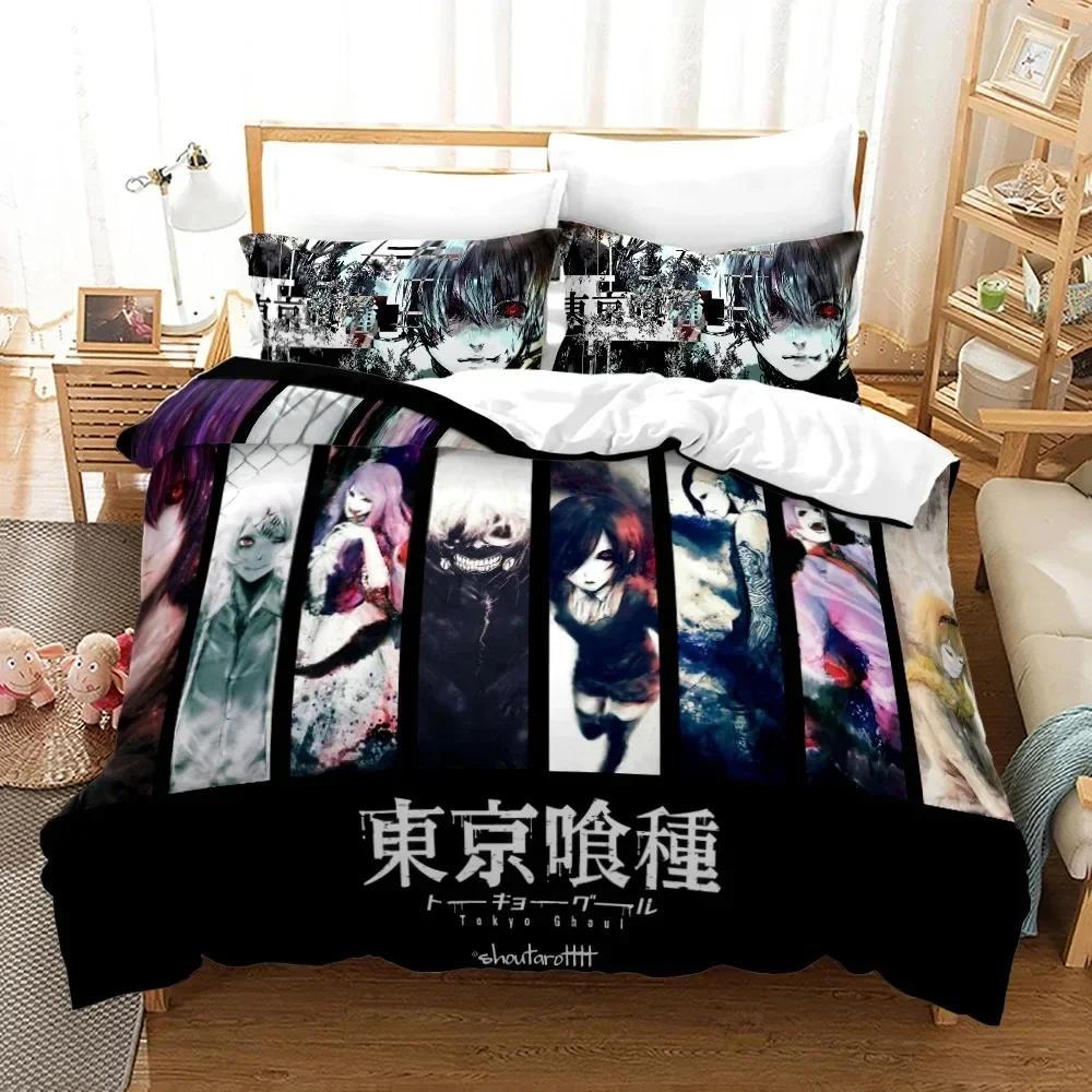 3D Print Anime Tokyo Ghoul Printed Bed Set Duvet Cover Pillowcase Bedding Set Bed Linen Sheet Quilt Cover Full Queen King Size