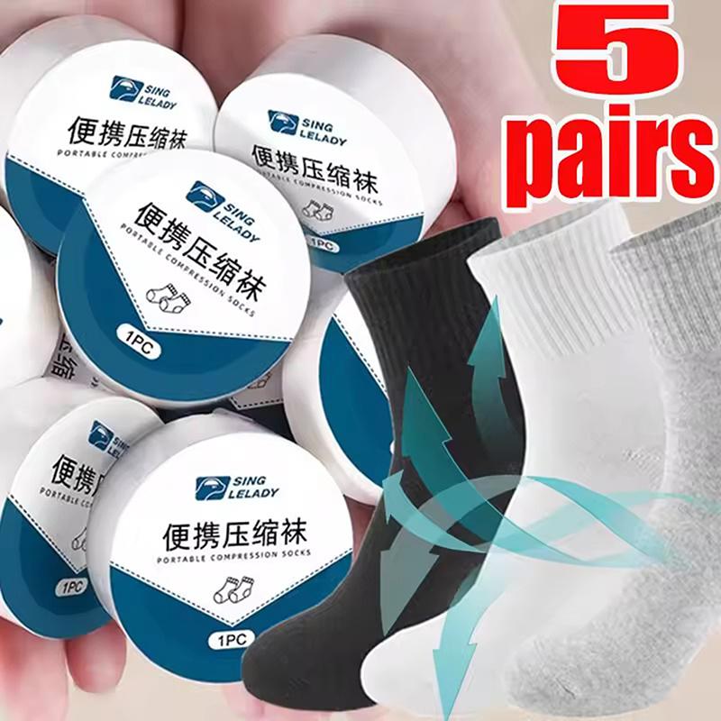 5Pairs Disposable Travel Socks For Men Women Washable Compression Socks Portable Compression Highly Elastic Cotton Sock