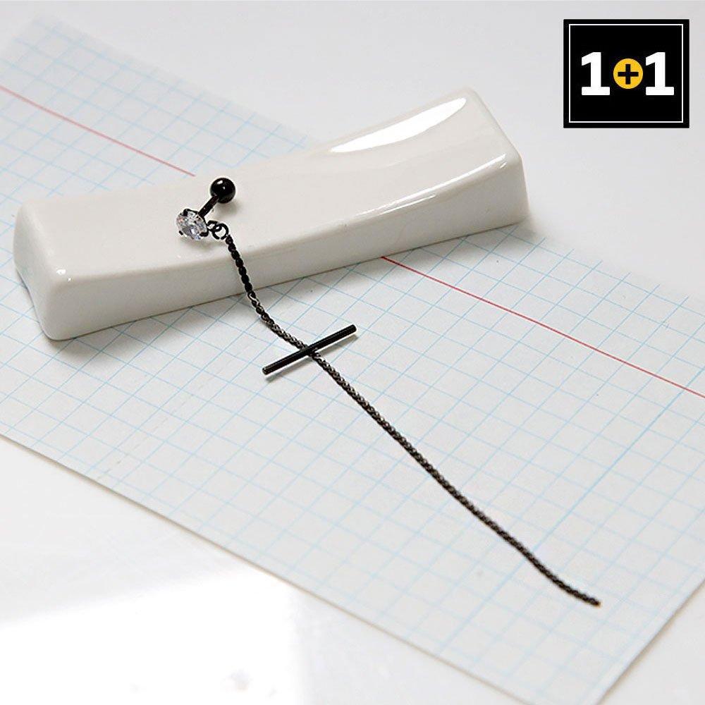 [1+1] Surgical Piercing Cubic Chain Cross (Single Sold)