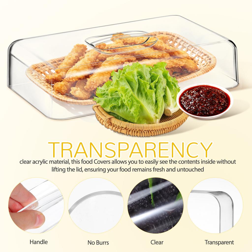Clear Acrylic Rectangular Food Covers Transparent Dome Lid for Cake Bread Dessert Snack Display Cookie Display Stand Covers