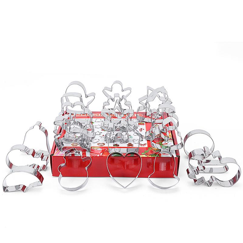 24-Piece Stainless Steel Christmas Cookie Cutters: Tree, Gingerbread Man, Snowflake, Mill