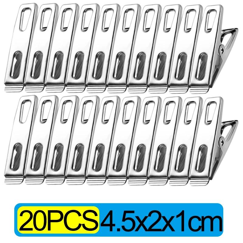 100-20PCS Stainless Steel Clothespins Multifunction Kitchen Sealing Clips Mini Photos Clip Clothes Pegs Hangers Clamps Storager
