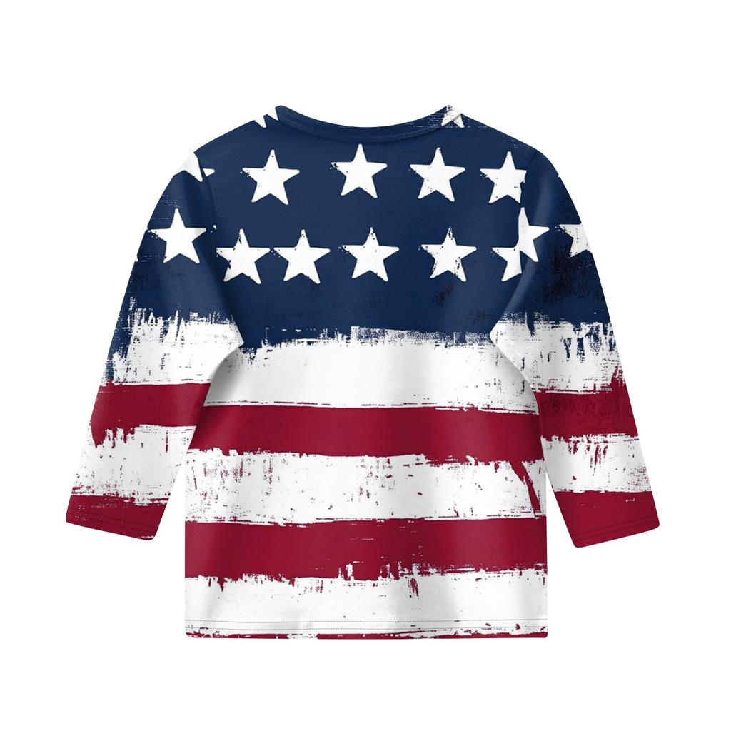 Druckoberteile für junge Mädchen 3-10 Jahre Rundhals 3/4-Ärmel T-Shirts Trendige Oberteile Outfit T-Shirts