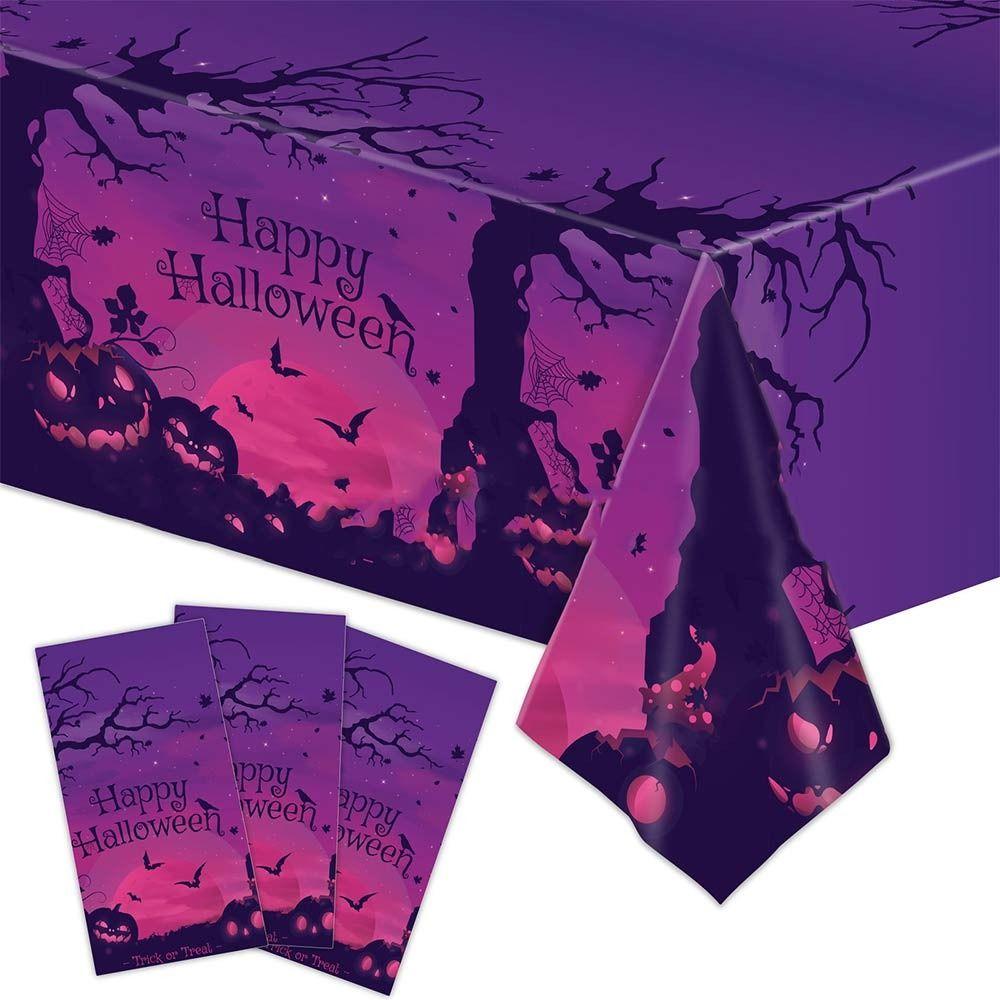 New Plastic Halloween Tablecloth Bronzing Table Decoration Disposable Tablecloths Pumpkin Ghost Table Cover Halloween