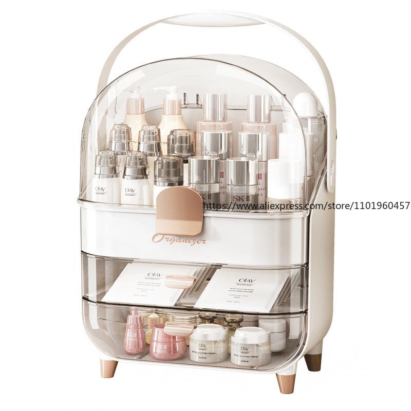 Luxury Style Cosmetic Storage Display Rack Premium Large-Capacity Dustproof Organizer for Lipstick Face Mask Skincare