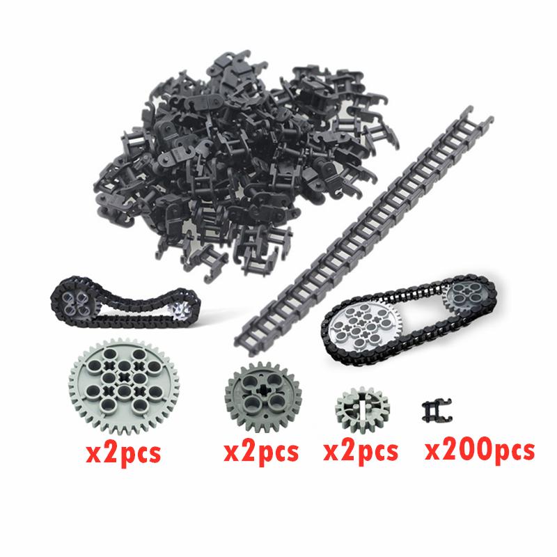 Technical Parts 3711 3873 57518 57519 Building Block Brick Link Tread Sprocket Tanks Tracks Rivets Mechanical Engineering Toys