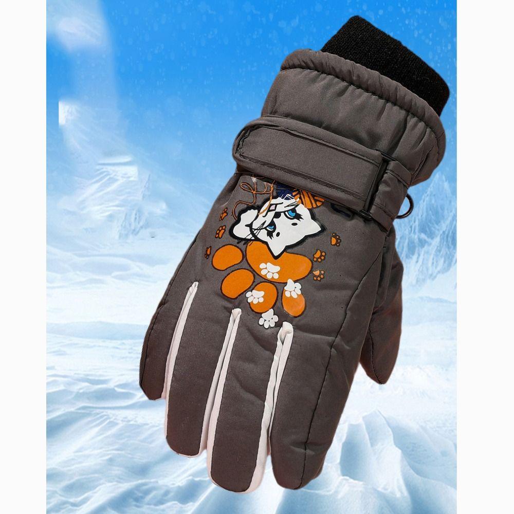 Waterproof Children Winter Ski Gloves Anti-slip Kids Glove Cartoon Thicken Mittens Boys Girls