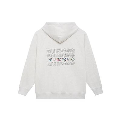 Li-Ning Wade Series Solid Color Hoodie With Zip and Letter Print Unisex Hoodies Gray AWDSI35-2