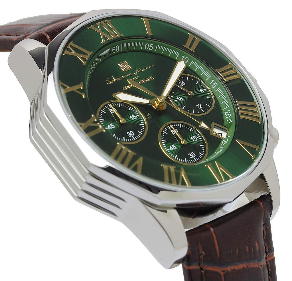 Salvatore Marra Green Chronograph 10 ATM Water for Business and Formal Wear Men's Wristwatch, Resistant,
