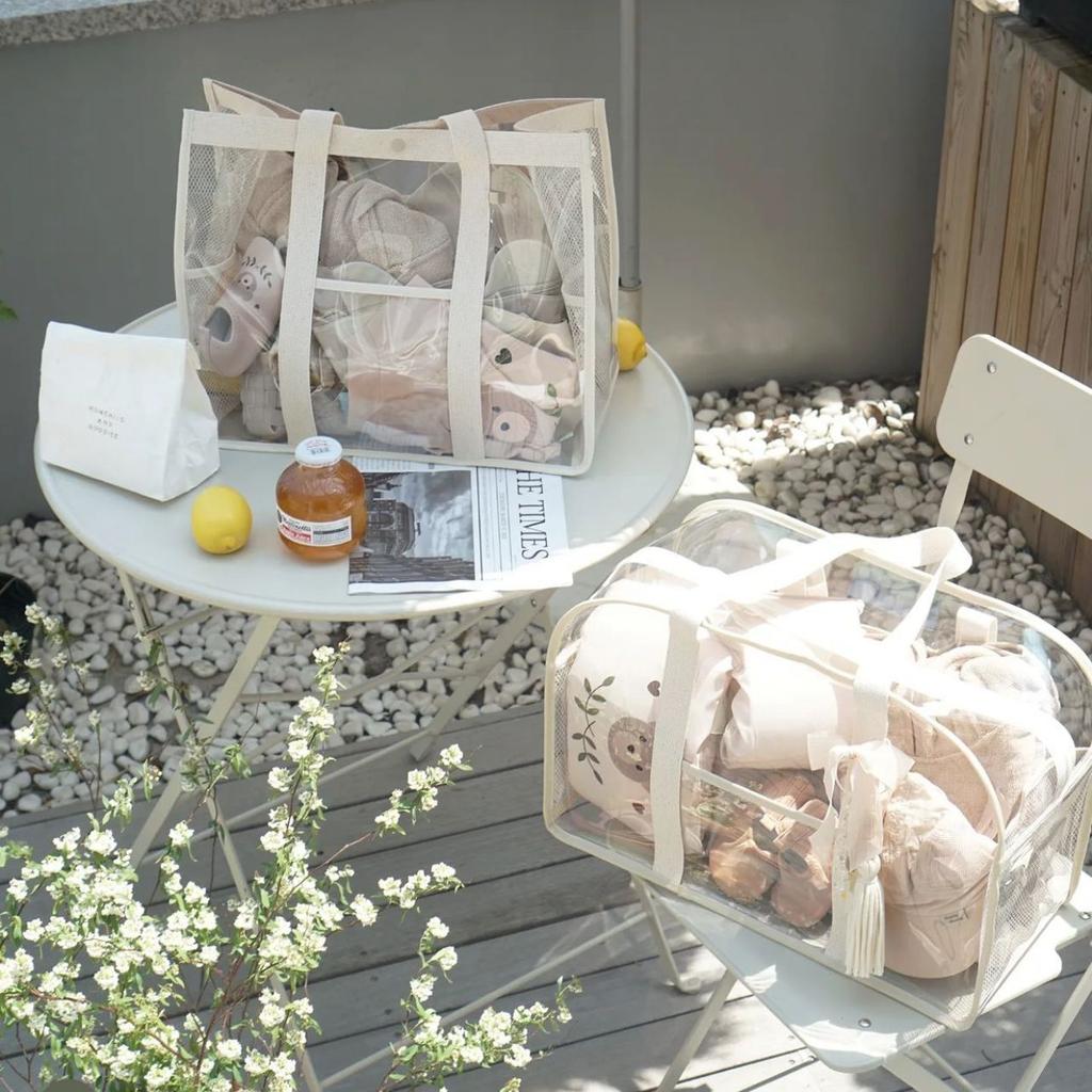 Transparent PVC Beach Bag Waterproof Handbags Clear Large Capacity Shoulder Bags Portable Hanging Pocket Travel Storage Pouch